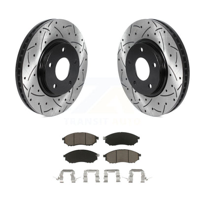 Coated Drilled Slot Disc Brake Rotors Ceramic Pad Front Kit For INFINITI Q45 M45