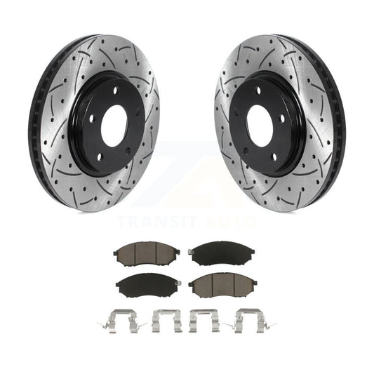 Coated Drilled Slot Disc Brake Rotors Ceramic Pad Front Kit For INFINITI Q45 M45