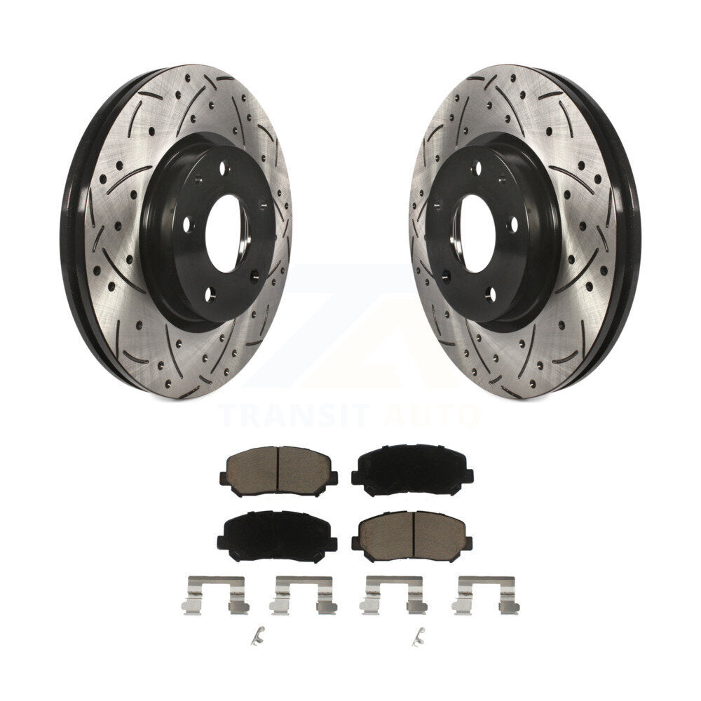 Coat Drill Slot Disc Brake Rotors Ceramic Pad Front Kit For 2013-2015 Mazda CX-5