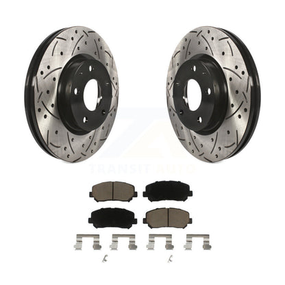 Coat Drill Slot Disc Brake Rotors Ceramic Pad Front Kit For 2013-2015 Mazda CX-5