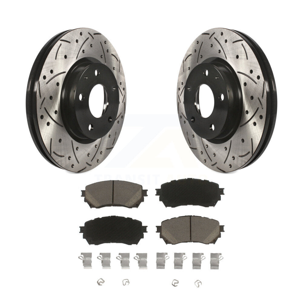 Coated Drilled Slotted Disc Brake Rotors And Ceramic Pads Front Kit For Mazda 6