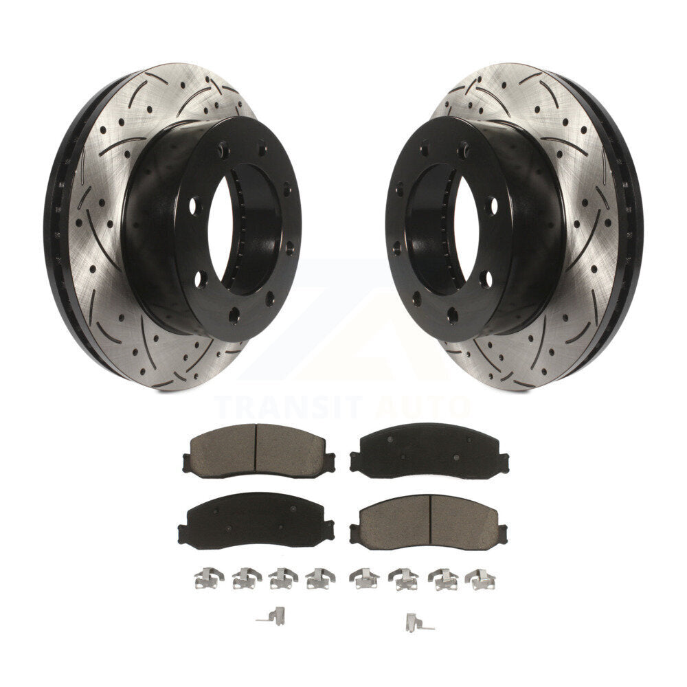 Drill Slot Brake Rotor Ceramic Pad Front Kit For Ford F-350 Super Duty F-250 4WD
