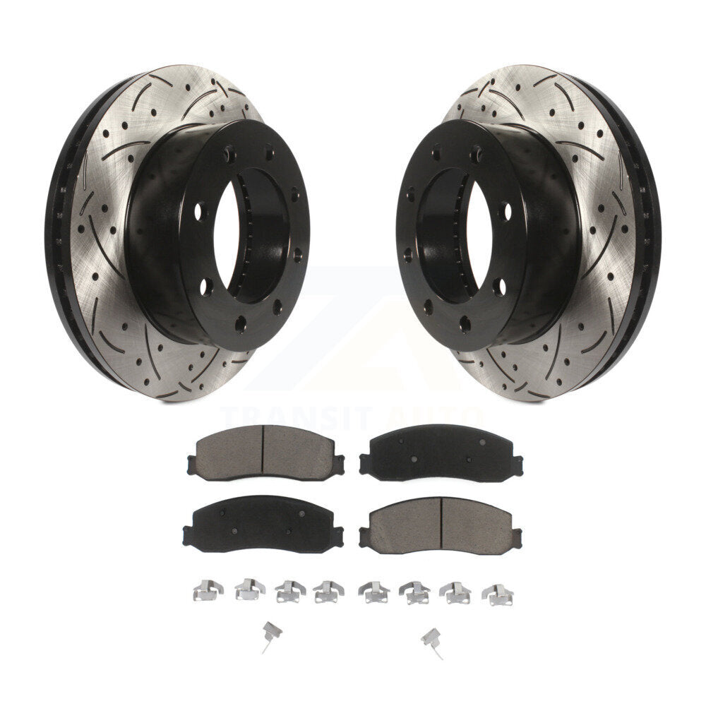 Drill Slot Brake Rotor Ceramic Pad Front Kit For Ford F-250 Super Duty F-350 4WD