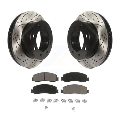 Drill Slot Brake Rotor Ceramic Pad Front Kit For Ford F-250 Super Duty F-350 4WD