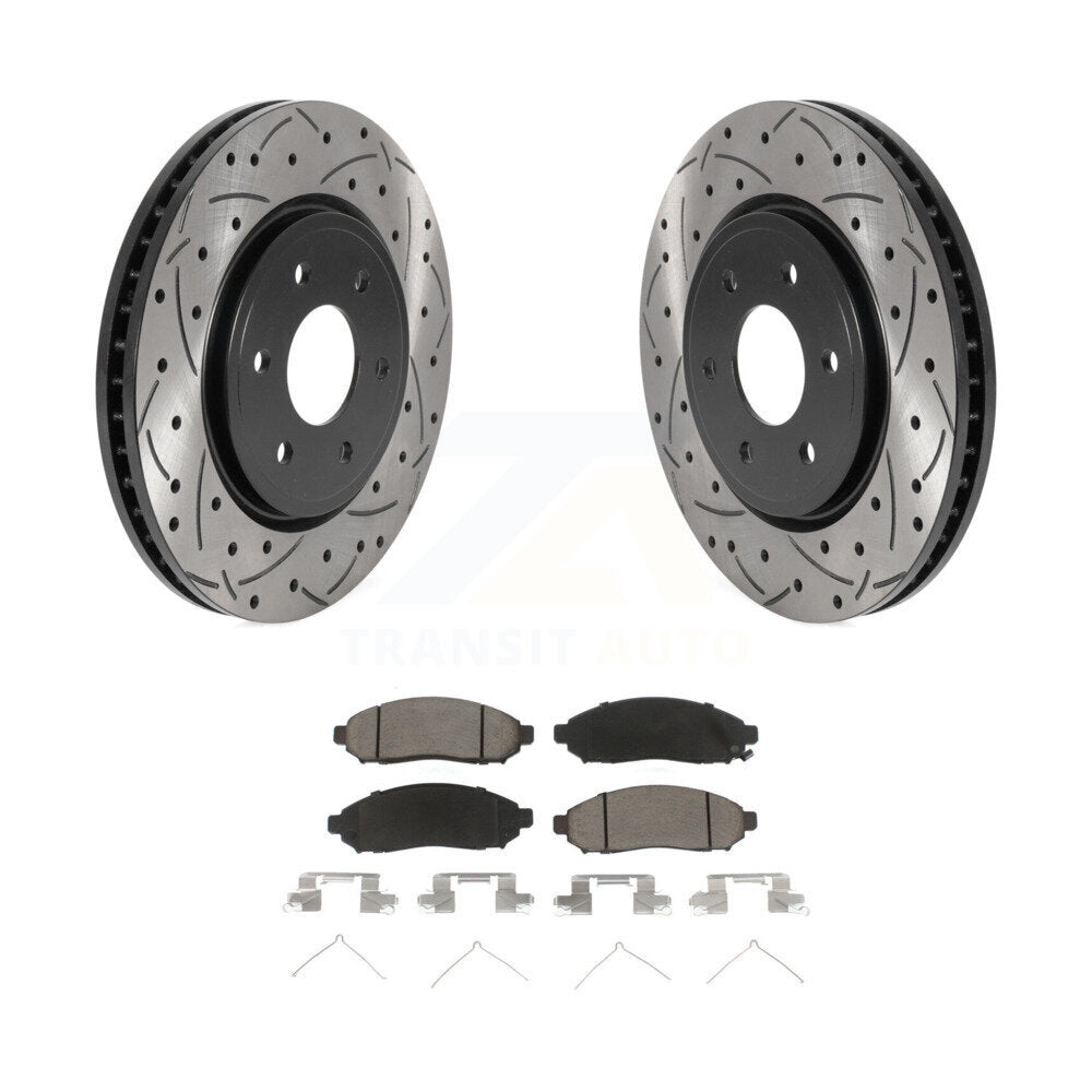 Drill Slot Disc Brake Rotor Ceramic Pad Front Kit For Nissan Frontier Pathfinder