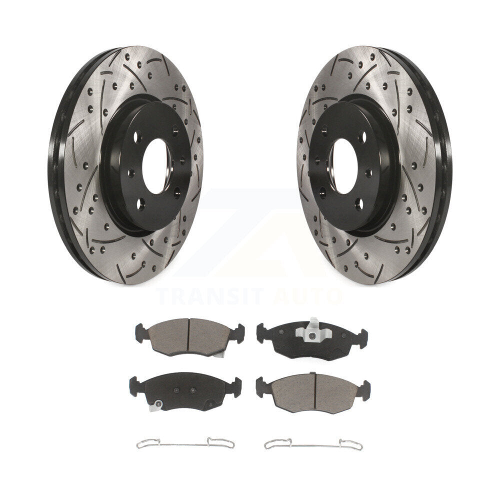 Coated Drilled Slotted Disc Brake Rotors And Ceramic Pads Front Kit For Fiat 500