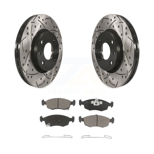 Coated Drilled Slotted Disc Brake Rotors And Ceramic Pads Front Kit For Fiat 500