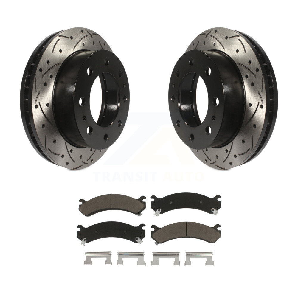Drill Slot Brake Rotor Ceramic Pad Front Kit For GMC Chevrolet Sierra 2500 HD H2