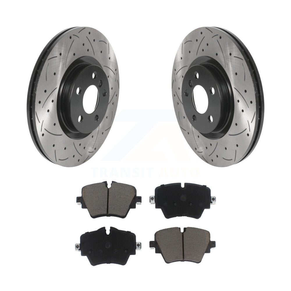 Drilled Slot Brake Rotor Ceramic Pad Front Kit For BMW X1 Mini Cooper Countryman