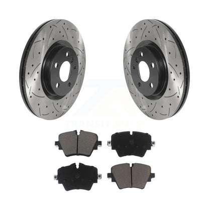 Drilled Slot Brake Rotor Ceramic Pad Front Kit For BMW X1 Mini Cooper Countryman