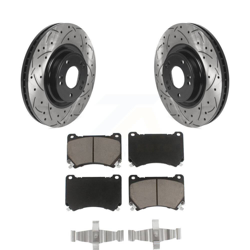 Coated Drilled Slot Disc Brake Rotor & Ceramic Pad Front Kit For Hyundai Genesis