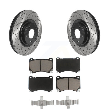 Coated Drilled Slot Disc Brake Rotor & Ceramic Pad Front Kit For Hyundai Genesis