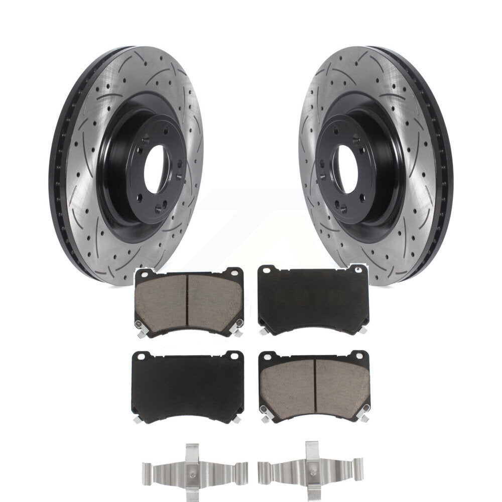 Coat Drill Slot Disc Brake Rotor Ceramic Pad Front Kit For Hyundai Genesis Equus