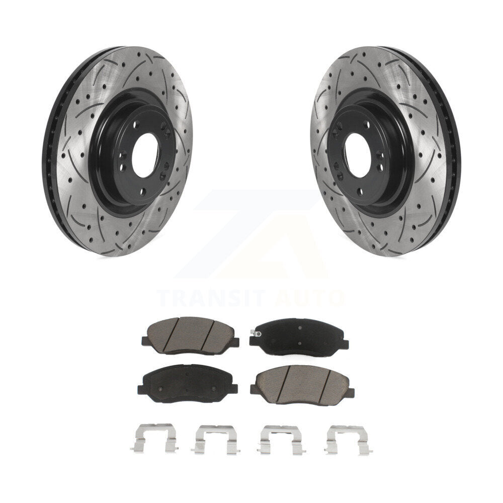 Drill Slot Disc Brake Rotors Ceramic Pad Front Kit For 2012 Hyundai Genesis 3.8L