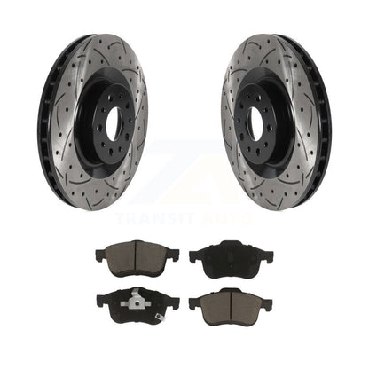 Coated Drill Slot Disc Brake Rotor Ceramic Pad Front Kit For 2014-2020 Fiat 500L