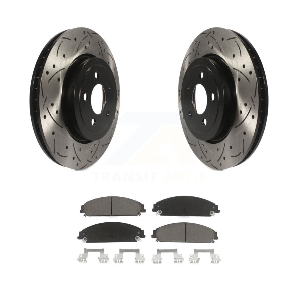 Drill Slot Disc Brake Rotor Ceramic Pad Front Kit For Dodge Chrysler 300 Charger