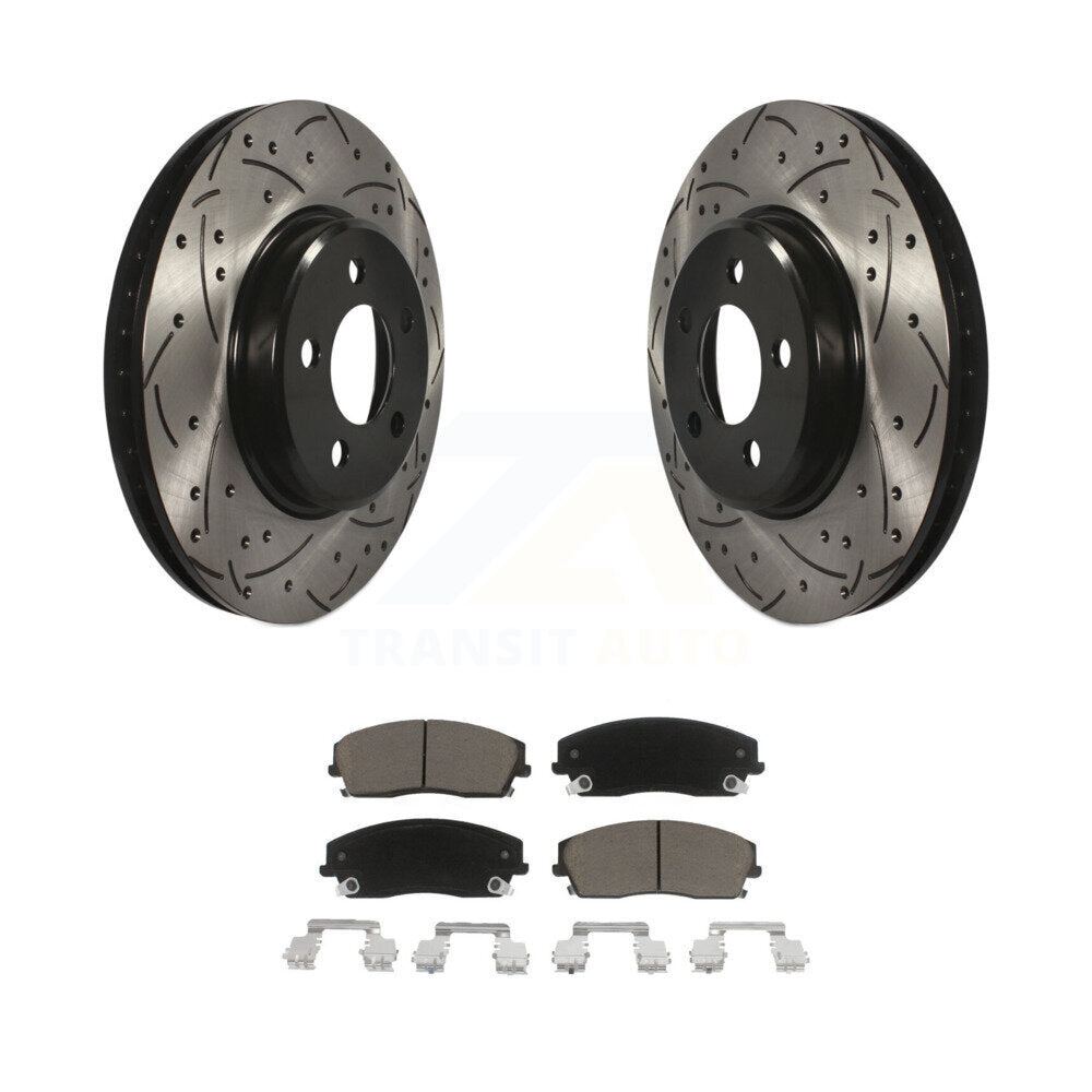 Drill Slot Disc Brake Rotor Ceramic Pad Front Kit For Dodge Chrysler 300 Charger