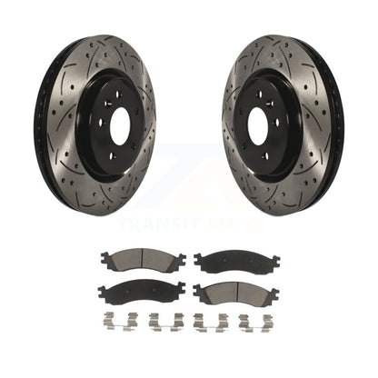 Drill Slot Disc Brake Rotors Ceramic Pad Front Kit For 2010-2012 Ford Taurus SHO