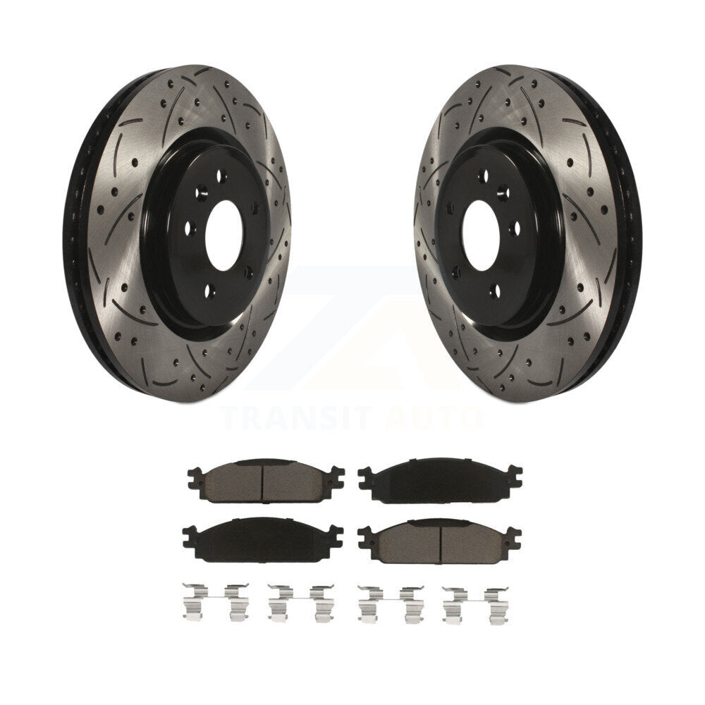 Coat Drill Slot Disc Brake Rotor Ceramic Pad Front Kit For 2009-2010 Lincoln MKS