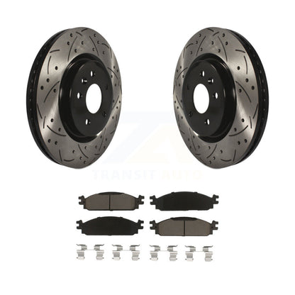 Coat Drill Slot Disc Brake Rotor Ceramic Pad Front Kit For 2009-2010 Lincoln MKS