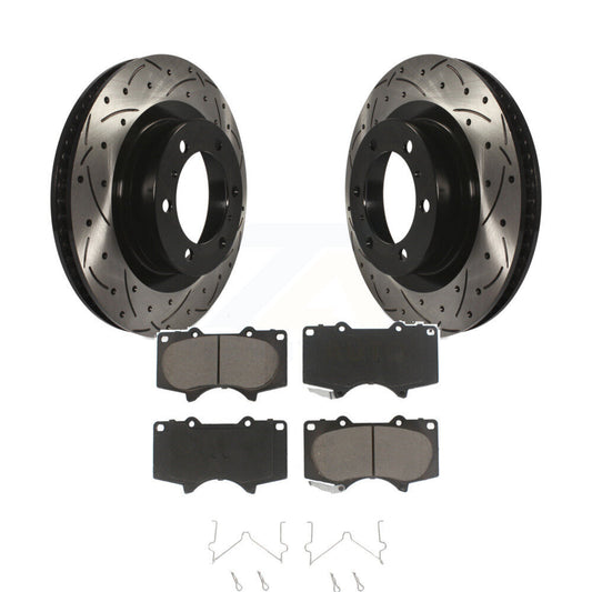 Drill Slot Disc Brake Rotor Ceramic Pad Front Kit For Toyota 4Runner Lexus GX460