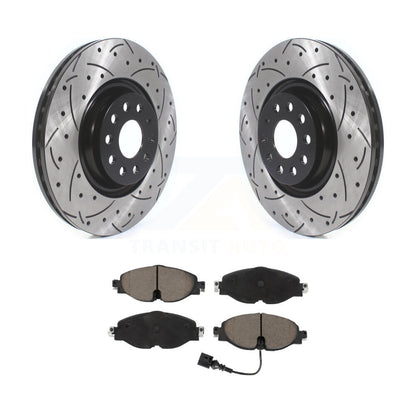 Drilled Slot Disc Brake Rotors Ceramic Pad Front Kit For Volkswagen Golf Audi A3