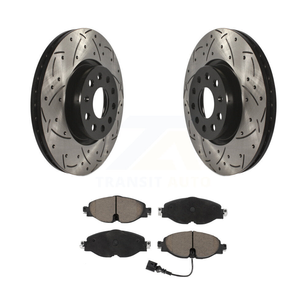Drill Slot Brake Rotor Ceramic Pad Front Kit For Volkswagen Golf Taos SportWagen