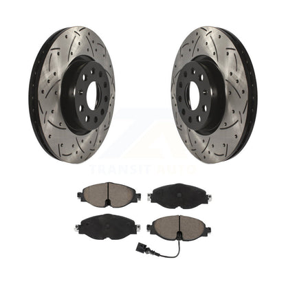Drill Slot Brake Rotor Ceramic Pad Front Kit For Volkswagen Golf Taos SportWagen