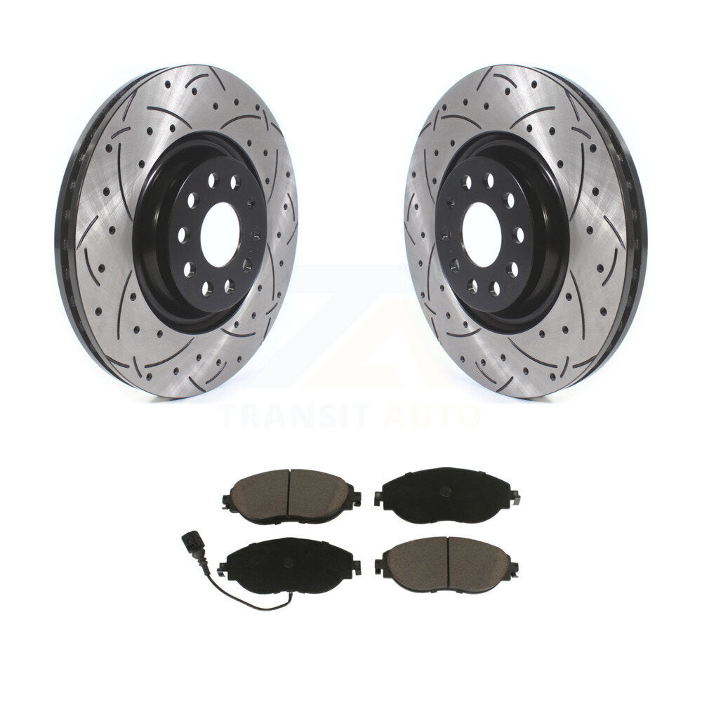 Drill Slot Brake Rotor Ceramic Pad Front Kit For Volkswagen Tiguan Jetta Audi Q3