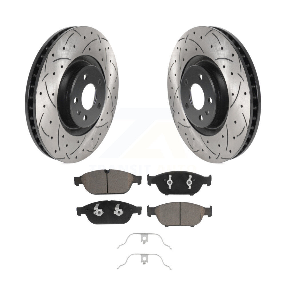 Coat Drill Slot Disc Brake Rotor Ceramic Pad Front Kit For Audi A6 Quattro A7 A8