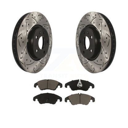 Drilled Slot Brake Rotor Ceramic Pad Front Kit For Audi A4 Quattro Q5 A5 allroad