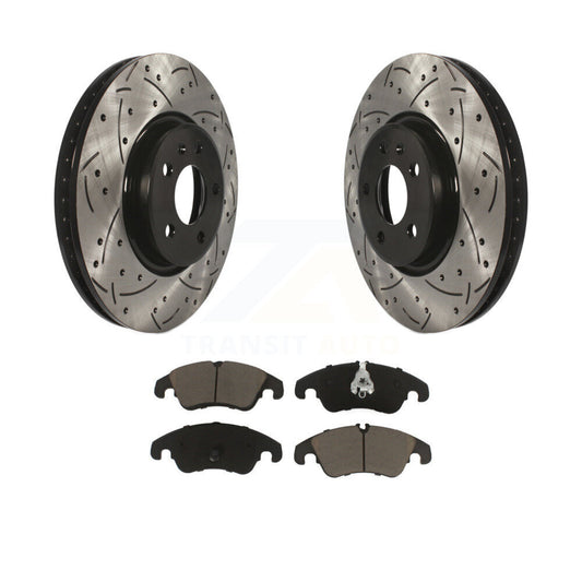 Drilled Slot Brake Rotor Ceramic Pad Front Kit For Audi A4 Quattro Q5 A5 allroad