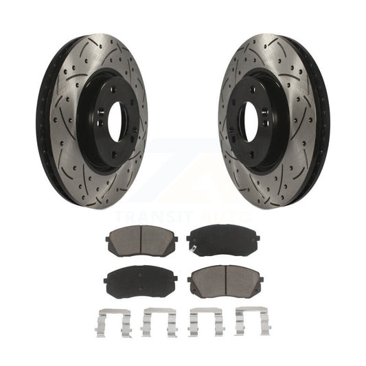 Drill Slot Brake Rotors Ceramic Pad Front Kit For Hyundai Tucson Kia Sportage EV