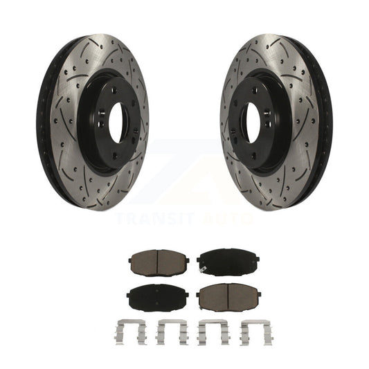 Coat Drill Slot Disc Brake Rotor Ceramic Pad Front Kit For Kia Forte Koup Forte5