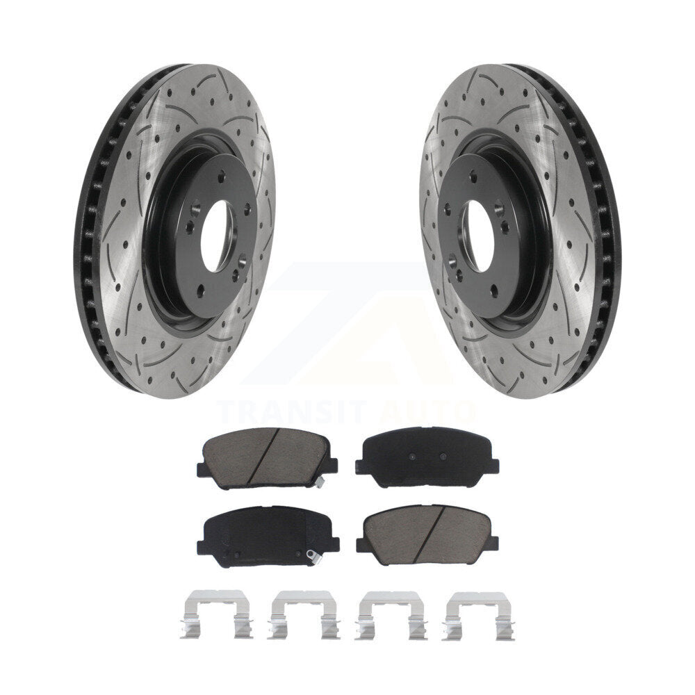Drill Slot Disc Brake Rotors Ceramic Pad Front Kit For 2011-2015 Kia Optima 2.0L
