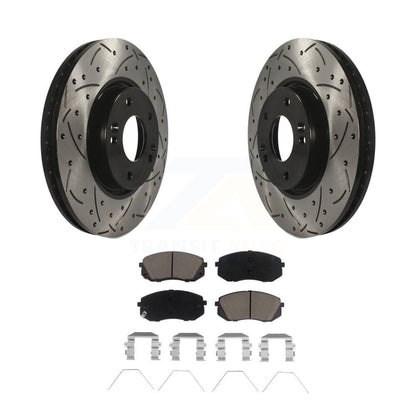 Coat Drill Slot Disc Brake Rotor Ceramic Pad Front Kit For 2017-2019 Kia Soul EV