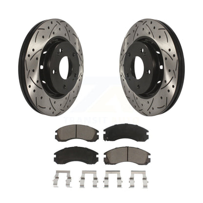 Coated Drilled Slot Disc Brake Rotor Ceramic Pad Front Kit For Mitsubishi Lancer
