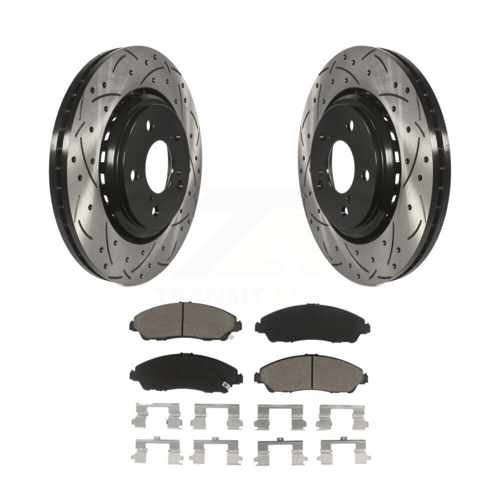 Drill Slot Brake Rotor Ceramic Pad Front Kit For Honda Pilot Ridgeline Acura MDX