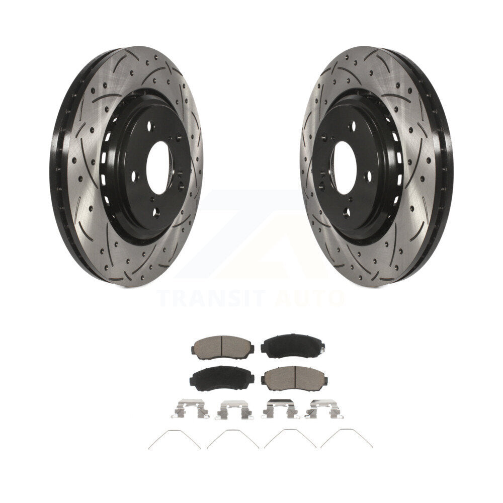Drilled Slot Disc Brake Rotor & Ceramic Pad Front Kit For Honda Odyssey Passport