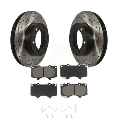 Drilled Slot Disc Brake Rotor Ceramic Pad Front Kit For Toyota Tacoma 4Runner FJ