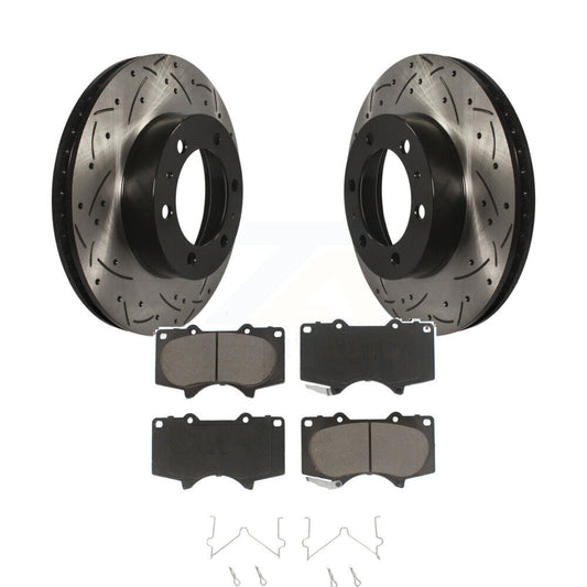 Drilled Slot Disc Brake Rotor Ceramic Pad Front Kit For Toyota Tacoma 4Runner FJ