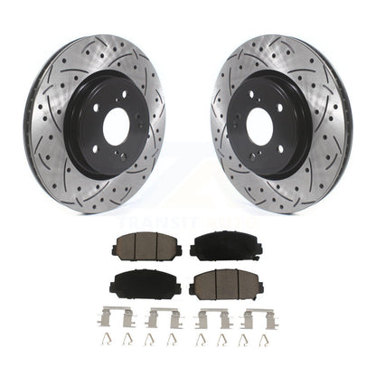 Coated Drilled Slot Disc Brake Rotor & Ceramic Pad Front Kit For Honda CR-V HR-V