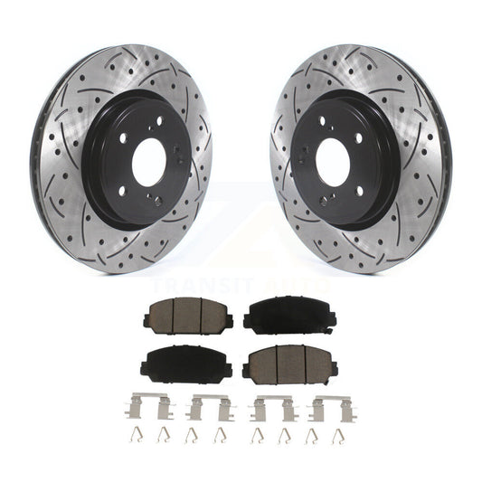 Coated Drilled Slot Disc Brake Rotor & Ceramic Pad Front Kit For Honda CR-V HR-V