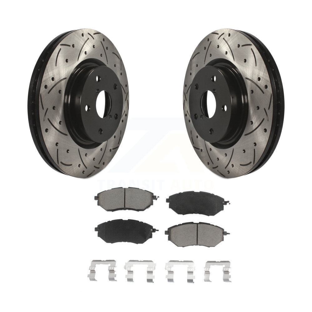 Drilled Slot Brake Rotors Ceramic Pad Front Kit For Subaru Outback WRX Legacy B9