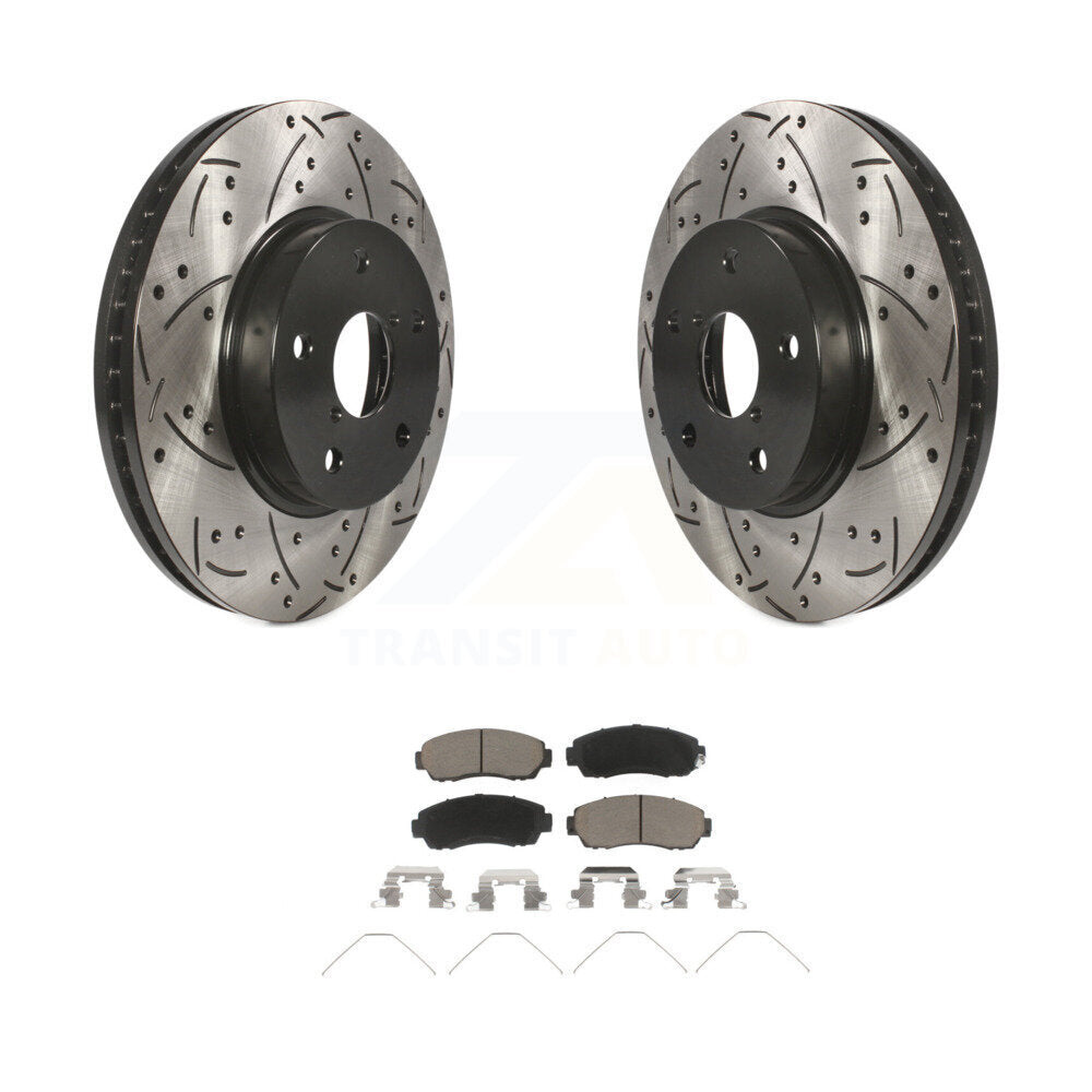 Drilled Slot Brake Rotors Ceramic Pad Front Kit For 2016-2019 Subaru Legacy 2.5L