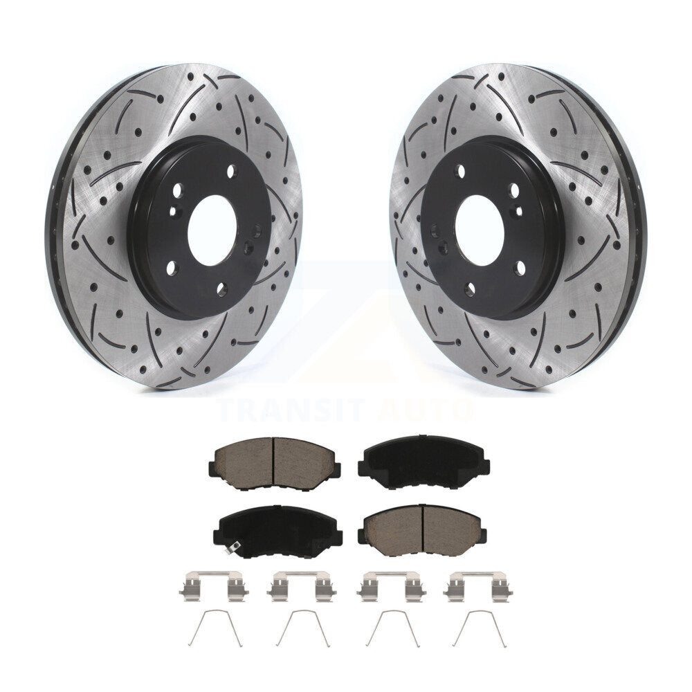 Coated Drill Slot Disc Brake Rotors Ceramic Pad Front Kit For Honda Pilot Accord