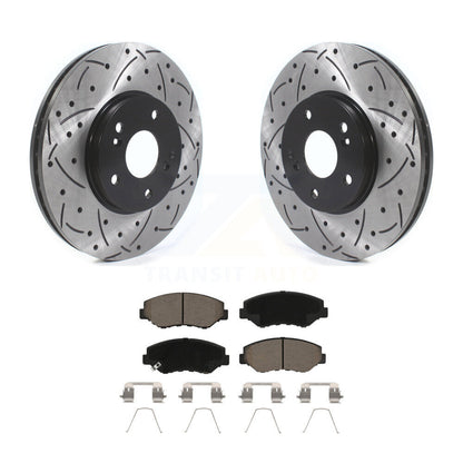 Coated Drill Slot Disc Brake Rotors Ceramic Pad Front Kit For Honda Pilot Accord