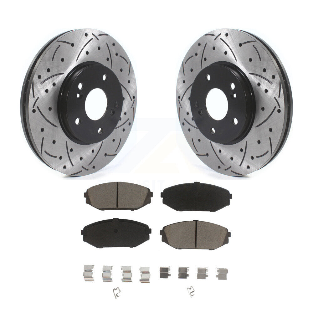 Drilled Slot Disc Brake Rotors Ceramic Pad Front Kit For Honda Odyssey Acura MDX