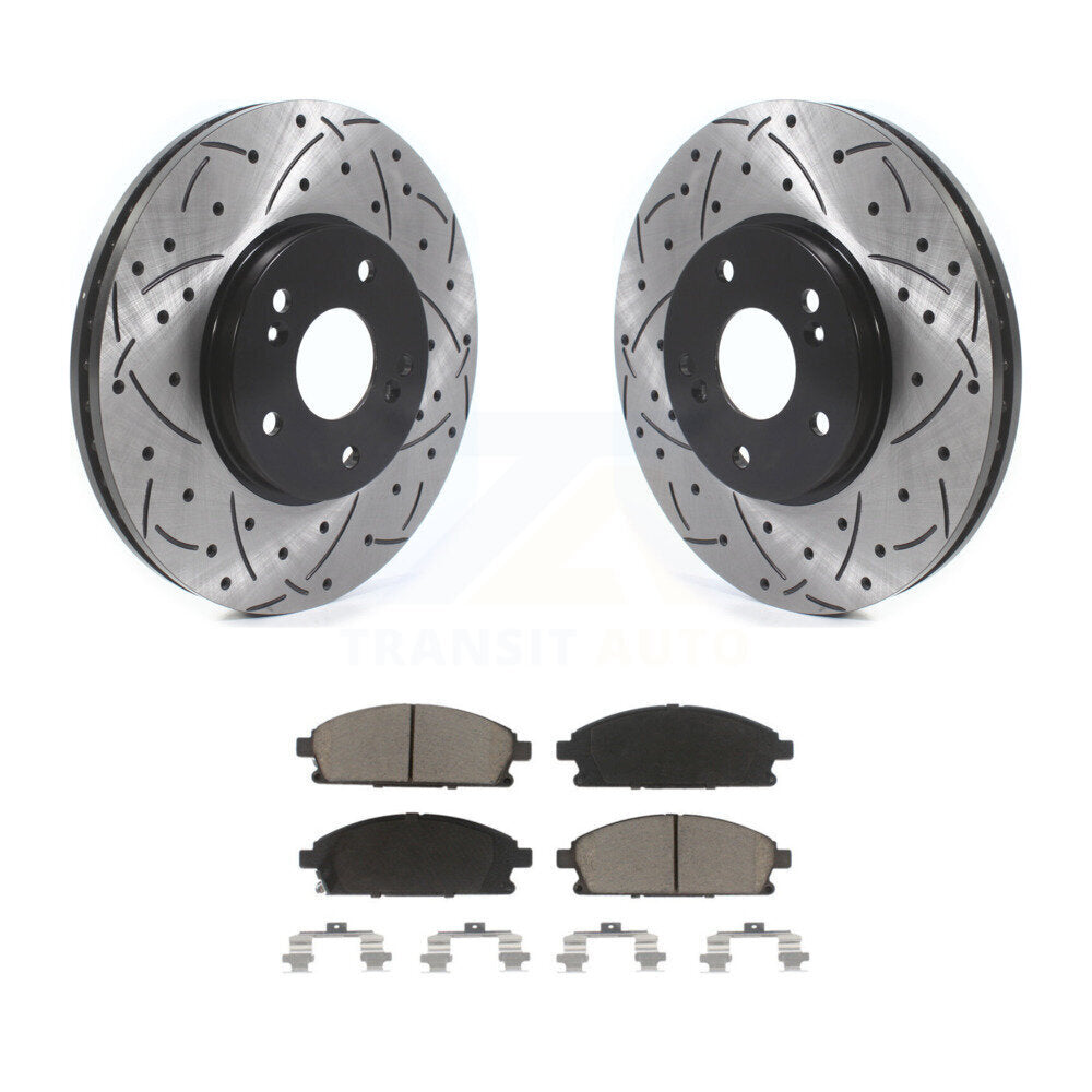Coated Drill Slot Disc Brake Rotor Ceramic Pad Front Kit For 2003-2006 Acura MDX