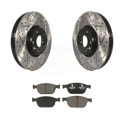 Coat Drill Slot Disc Brake Rotors Ceramic Pad Front Kit For 2010-2015 Volvo XC60